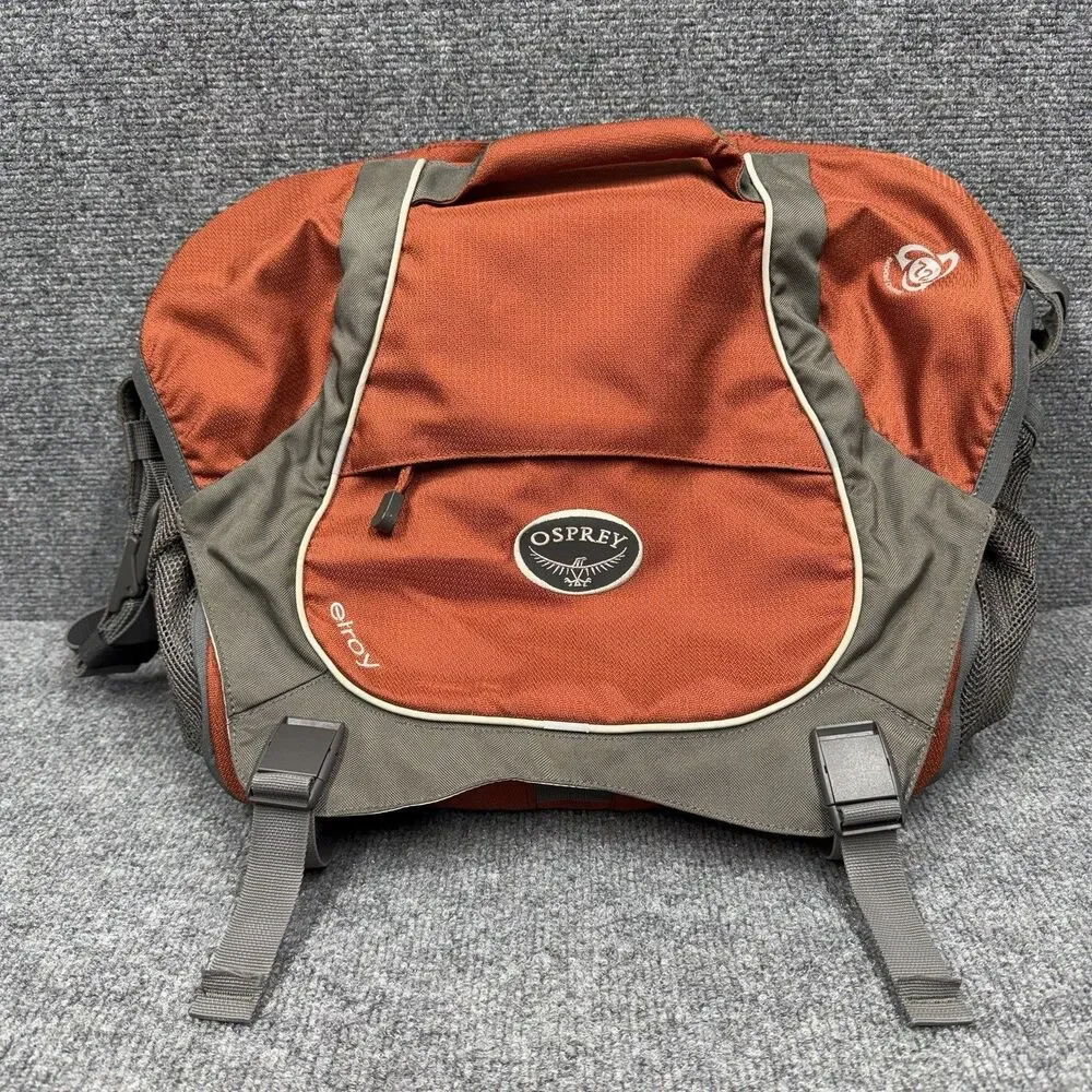 E1 OSPREY Elroy Messenger Bag Cargo Pockets Sipper Side Laptop Burnt Orange Gray